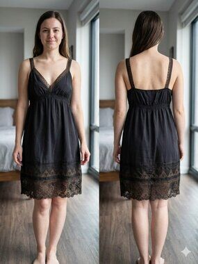 Twelfth St Cynthia Vincent Barneys Silk Lace Slip Dress Black S Mini Whimsigoth